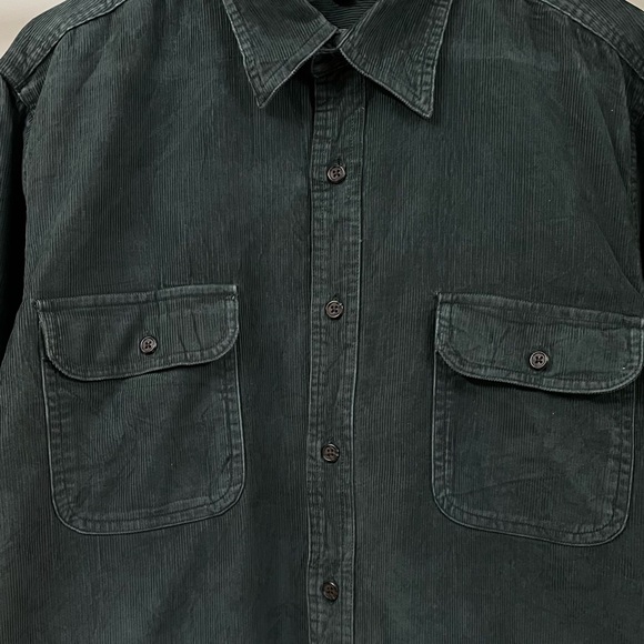 LAND’S END AUTHENTIC DARK GREEN CORDUROY CASUAL SHIRT FOR MEN’S & WOMEN’S - Picture 6 of 7